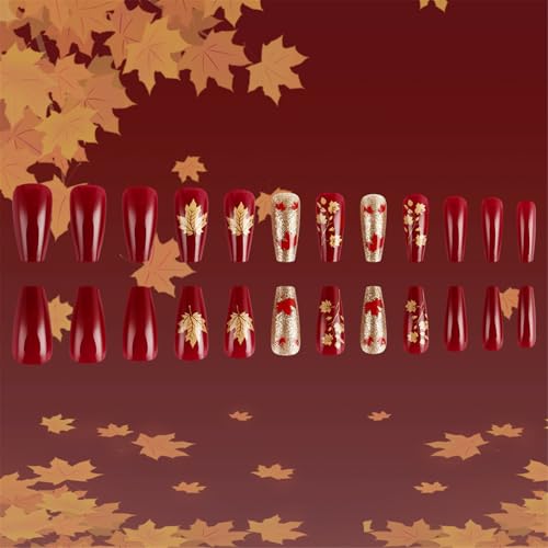Thanksgiving Press Auf Nägeln Künstlicher Blatt Square Falsche Nägel Auf Nägeln Für Frauen Mädchen Acryl Maniküre von BAHJKASD