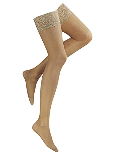 BAHNER Stützstrümpfe Damen halterlose transparent, Strumpfhose, Spitzenstrümpfe, Strümpfen 70 DEN, Make up 009 von BAHNER