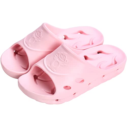 BAI HOU Kinder Badeschlappen Sommer Hausschuhe Jungen Mädchen Badelatschen rutschfeste Dusch Badeschuhe Kinder Pantoletten mit Löchern Eltern-Kind Sandalen(Rosa,25/26 EU) von BAI HOU