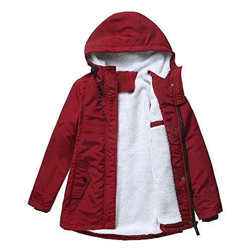 BAICAOLIAN Wintermantel Damen Warm Wintermantel Damen Lang Winterparka Freizeit (rot,XXL) von BAICAOLIAN