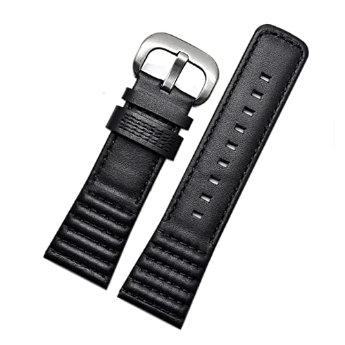 BAICHANG CAREG Echtes Leder-Uhr-Uhrende, kompatibel mit sieben Freitags-Uhrband-Rindsleder Q2 P1. Serie Herren Lederbanduhr Zubehör 28mm Durable (Color : Black-Silver, Size : 28mm) von BAICHANG