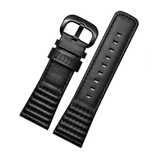 BAICHANG CAREG Echtes Leder-Uhr-Uhrende, kompatibel mit sieben Freitags-Uhrband-Rindsleder Q2 P1. Serie Herren Lederbanduhr Zubehör 28mm Durable (Color : Black-black, Size : 28mm) von BAICHANG