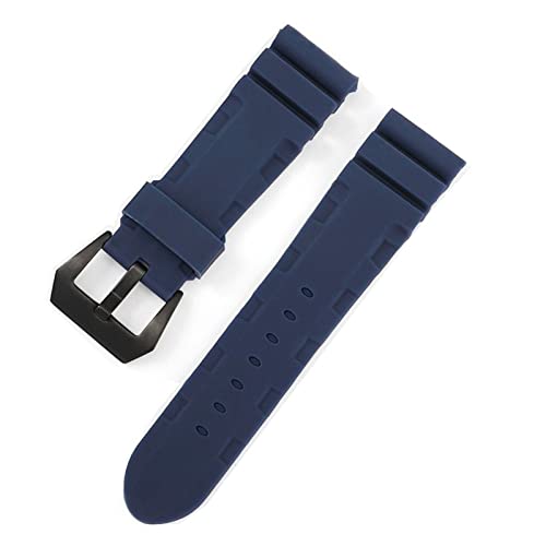 BeiCheng CAREG 22 mm 24 mm schwarz blau grün orange Uhr Watch Band Silikon Gummi -Uhrband -Ersatzkompatibel mit Panerai -Gurtwerkzeugen Stahlschnalle Durable (Color : Blue-Black Button, Size : 24mm) von BAICHANG
