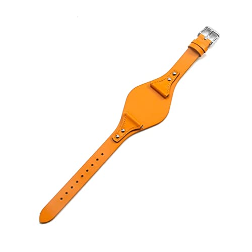 CAREG Echtes Leder, das mit Fossil kompatibel ist ES4114 ES3838 ES4113 ES3625 ES3616 Frauen Uhrenbänder kleines Armband 18 mm roter schwarzer Uhrengurt Durable (Color : Orange Yellow, Size : 18mm Go von BAICHANG