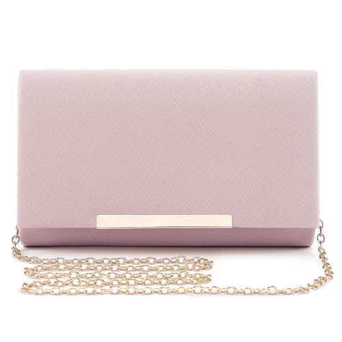 BAICLES PU-Leder Abendtasche Damen Clutch Handtasche Hochzeit Elegant Brauttasche Damen Kettentasche Mädchen klein Umhängetasche für Party Freizeit(Rosa) von BAICLES