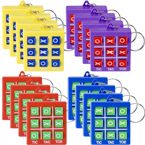 16 Stück Tic Tac Toe Schlüsselanhänger für Kinder im Alter von 8-12 Jahren, Kunststoff Tic Tac Toe Anhänger Party Mitgebsel für Mini Rucksack Clip Geburtstag Mädchen Mitbringsel Kindergeburtstag von BAIFULAI