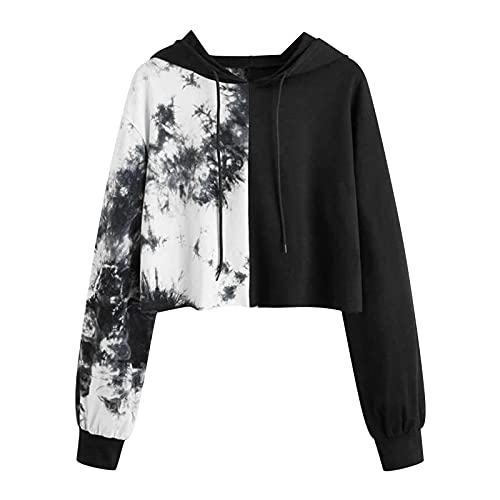 BAIGEE Kapuzenpullover Langarm Kurz Sweatshirt Crop Oberteile Hoodie Bauchfreie Pullover Kapuzensweatshirt mit Kapuze Teenager Mädchen Drucken Sport Kapuzenpulli Tops von BAIGEE