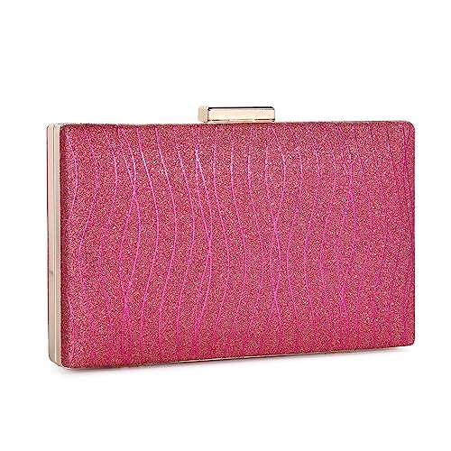 BAIGIO Glitzer Clutch Damen rosa Abendtasche Damen Elegant Clutch Damen Handtasche Brauttasche Schultertasche für Hochzeit Party Cocktail von BAIGIO