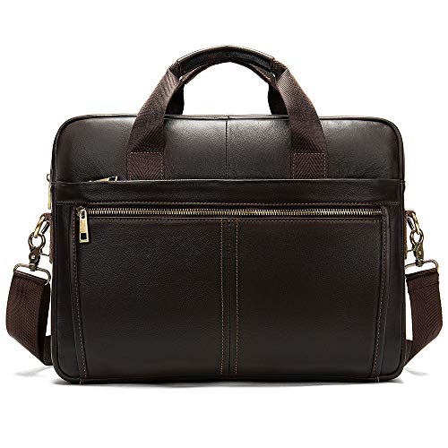 BAIGIO Aktentasche Herren Leder Laptoptasche Arbeitstasche Handtasche Business Umhängetasche 14 Zoll Vintage Ledertasche Männer Businesstasche Klassische Messenger Tasche Schultertasche,Dunkler Kaffee von BAIGIO