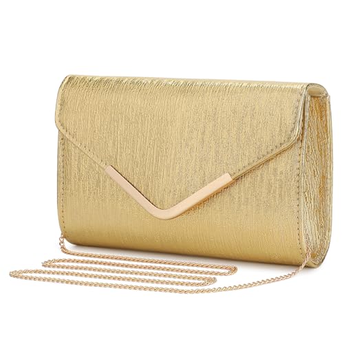 BAIGIO Clutch Damen Glitzer Abendtasche Gold Handtasche Elegante Brauttasche Kettentasche für Hochzeit Damen Tasche Kleine Umhängetasche Crossbody Bag Damen von BAIGIO