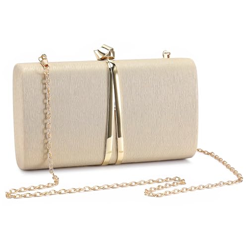 BAIGIO Damen Abendtasche Blumen Clutch Elegante Clutch Leder Handtasche Kette Shiny Umhängetasche für Hochzeit Party Brauttasche Golden von BAIGIO