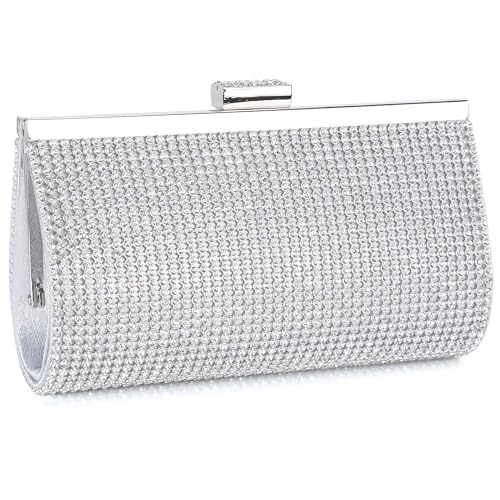 BAIGIO Damen Clutch Glitzer Abendtasche Diamant Tasche Kettentasche Glitter Brauttasche Elegant Handtasche mit Strass für Party Hochzeit Disco von BAIGIO