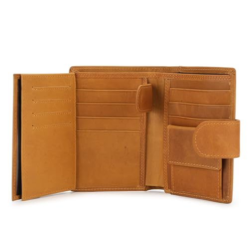 BAIGIO Echtleder-Geldbörse für Herren, RFID-blockierend, Braun, mit Reißverschluss, mehrere Karten, Münzfach von BAIGIO