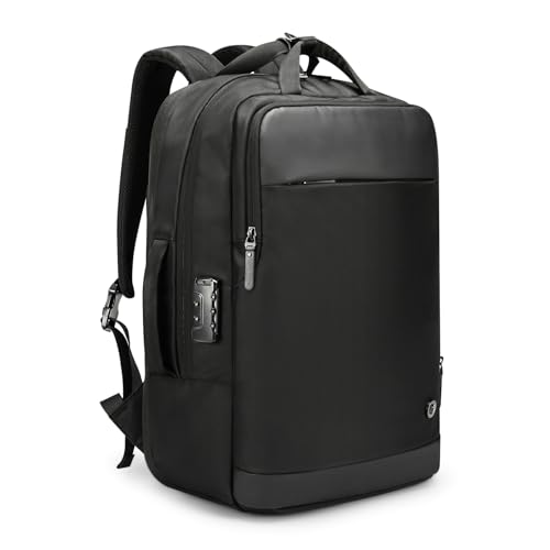 BAIGIO Laptop Rucksack Herren 26-38L Erweiterbar Tablet Reiserucksack Groß Wasserabweisend Flugzeug Handgepäck Tasche mit 15,6 Zoll Laptopfach Zahlenschloss für Business Arbeit Reise Uni, Schwarz von BAIGIO