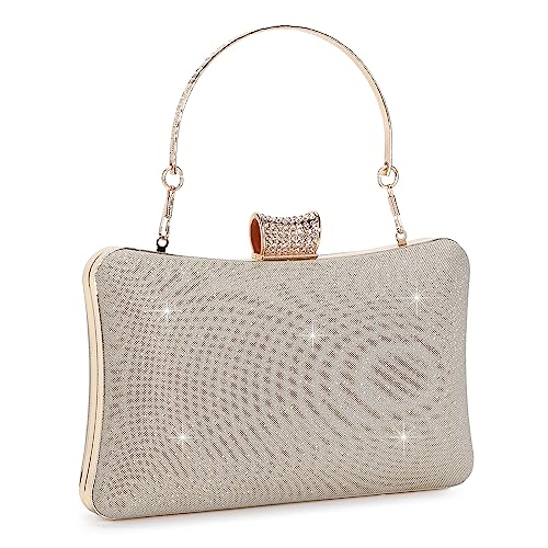 BAIGIO Elegante Clutch Damen Abendtasche Gold Umhängetasche Glitzer Brauttasche Blinken Handtasche für Party Kettentasche für Hochzeit Afterparty von BAIGIO