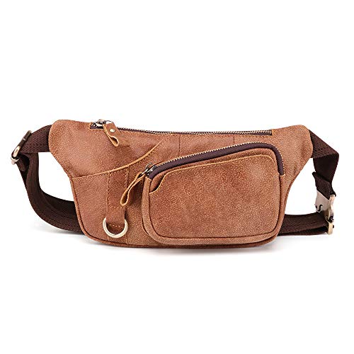 BAIGIO Gürteltasche Leder Herren Hüfttasche Vintage Retro Bauchtasche für Reise Alltagsleben (Braun) von BAIGIO