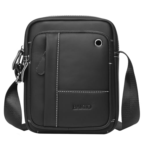 BAIGIO Herren Ledertasche Messenger Umhangetasche mit verstellbarem Schultergurt Cross Body Casual Sling Organiser Reisetasche Business Geldborse Tasche von BAIGIO