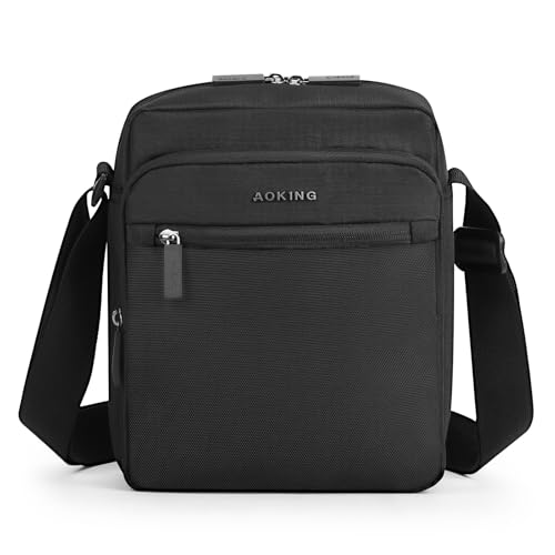 BAIGIO Umhängetasche Herren Kleine Schultertasche Herren Nylon Messenger Bag Oxford Business Tasche Schwarz Freizeittasche Schultertasche mit Taschen Umhängetasche für Arbeit B von BAIGIO