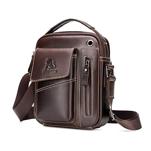 BAIGIO Umhängetasche Herren Leder Schultertasche Vintage Crossbody Bag Messenger Herrentasche zum Umhängen Ledertasche Männer Tasche mit Abnehmbarem Gurt für Business Arbeit Reise von BAIGIO