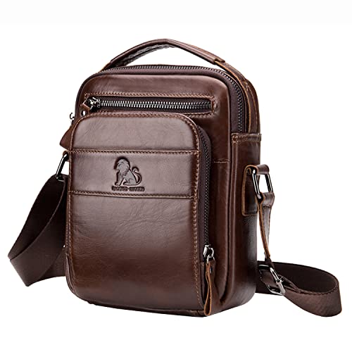 BAIGIO Leder Umhängetasche Herren Schultertasche Vintage Männer Tasche Crossbody Bag Herrentasche zum Umhängen Ledertasche mit Abnehmbarem Gurt für Business Arbeit Reise von BAIGIO