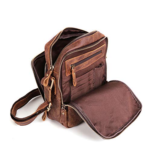 BAIGIO Schultertasche Umhängetasche Herren Leder Vintage Herrentasche Messenger Bag mit Schultergurt für Arbeit Reise Alltagsleben (Braun) von BAIGIO