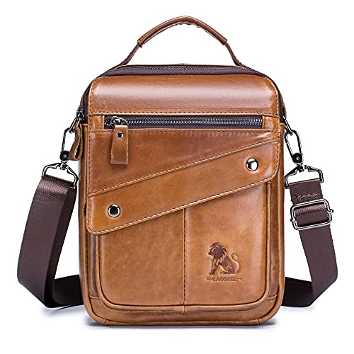 BAIGIO Umhängetaschen Herren Leder Schultertasche für Männer Herrentasche zum Umhängen Handtaschen Crossbody Bag Ledertasche für Arbeit Büro Alltag von BAIGIO