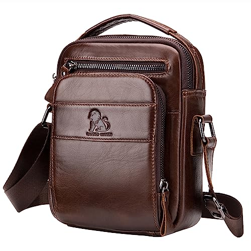 BAIGIO Leder Umhängetasche Herren Schultertasche Vintage Männer Tasche Crossbody Bag Herrentasche zum Umhängen Ledertasche mit Abnehmbarem Gurt für Business Arbeit Reise von BAIGIO