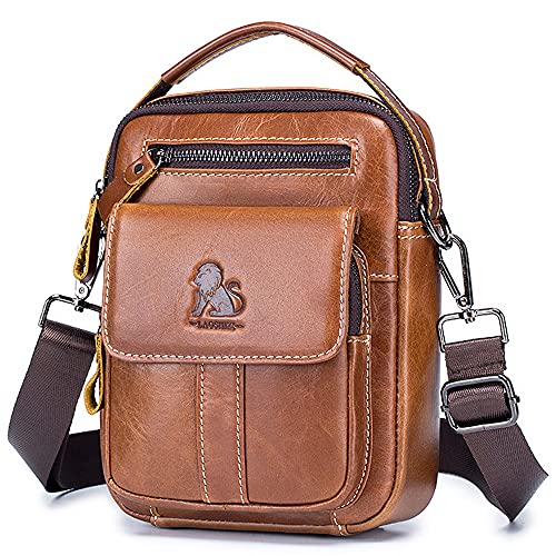 BAIGIO Umhängetaschen Herren Klein Herrentasche Leder Schultertasche Ledertasche für Männer Arbeit Reise Alltagsleben von BAIGIO