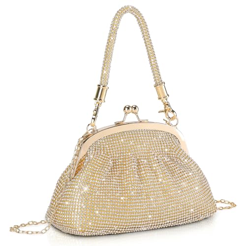 BAIGIO Vintage Clutch Damen Elegante Abendtasche Gold Clutch Tasche Perlen Elegant Handtasche Retro Umhängetasche für Party Hochzeit von BAIGIO