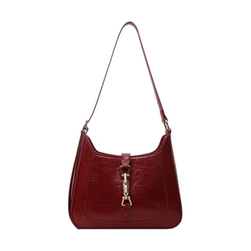 BAIICHAAN Umhängetasche Damen, Klein Schultertasche Damen Leder Umhängetasche Frau Vintage Shoulder Handtasche Clutch Geldbörse Fashion Unterarmtasche für Frauen Dating Party Einkaufe (Rot) von BAIICHAAN