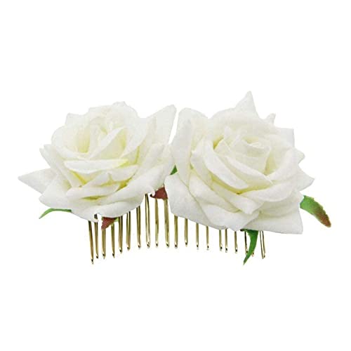 1 x romantische, ausgefallene Doppel-Seiden-Haarkamm mit Rosen, lila, weiß, Haarschmuck, Hochzeit, Damen von BAILIY