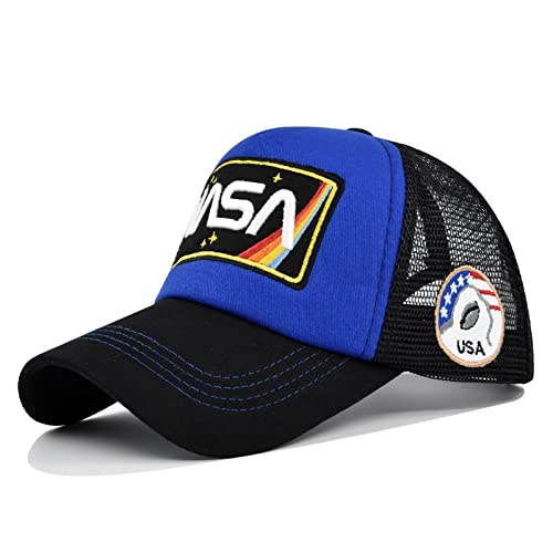 BAIMORE NASA Hat Baseball Cap Mesh Snap Back Adjustable Patchwork Outdoor Sports Cap, Blau, Einheitsgr��e von BAIMORE