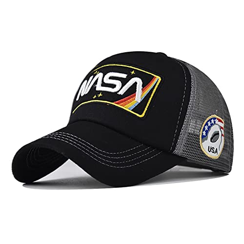 BAIMORE NASA Hat Baseball Cap Mesh Snap Back Adjustable Patchwork Outdoor Sports Cap, GRAU, Einheitsgr��e von BAIMORE