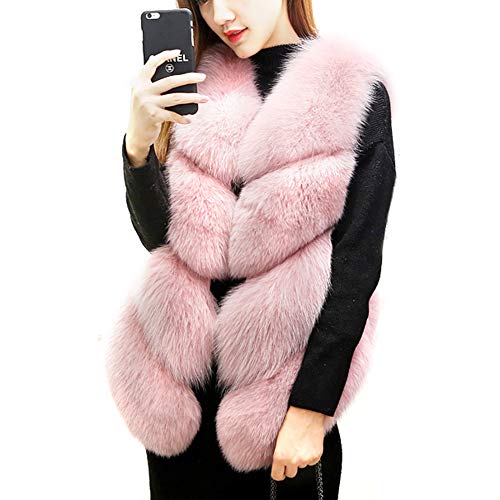 BAINASIQI Damen Faux Pelz Weste Jacke Kunstfur Warm Faux Pelz Weste Mantel Jacke Winter Fellweste Pelzweste (Rosa, S) von BAINASIQI