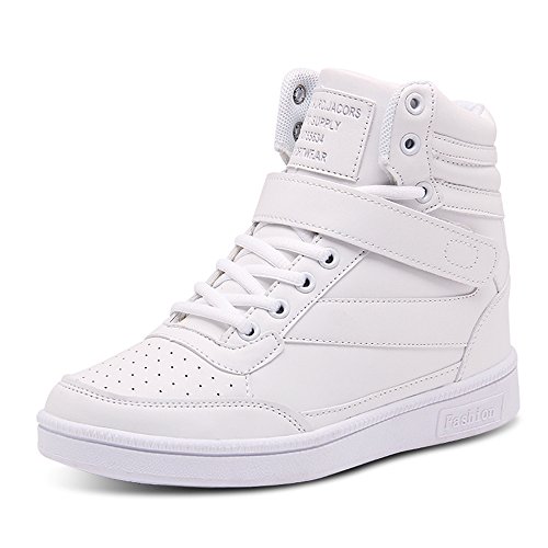 BAINASIQI Damen Sneakers High Top Sportschuhe Wedges Keilabsatz Schuhe Laufschuhe Atmungsaktive Freizeitschuhe Turnschuhe (EU 36, Weiß-01) von BAINASIQI