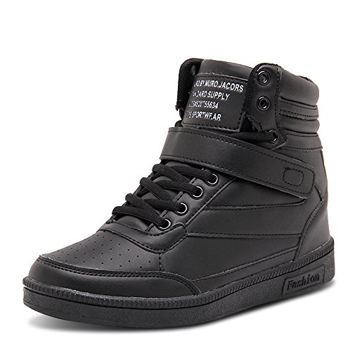 BAINASIQI Damen Sneakers High Top Sportschuhe Wedges Keilabsatz Schuhe Laufschuhe Atmungsaktive Freizeitschuhe Turnschuhe (EU 38, Schwarz-01) von BAINASIQI