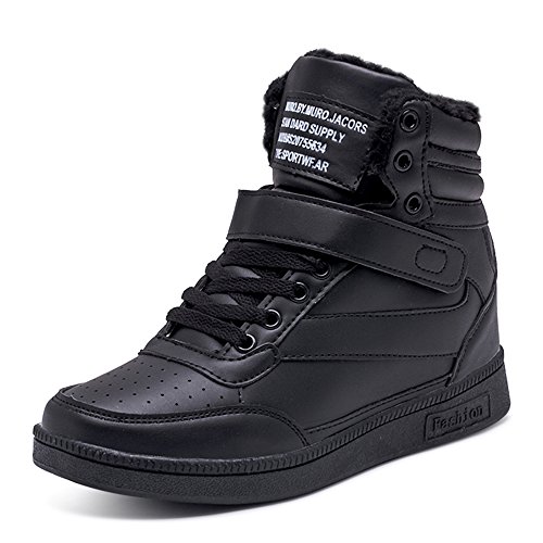 BAINASIQI Damen Sneakers High Top Sportschuhe Wedges Keilabsatz Schuhe Laufschuhe Atmungsaktive Freizeitschuhe Turnschuhe (EU 38, Schwarz-02) von BAINASIQI