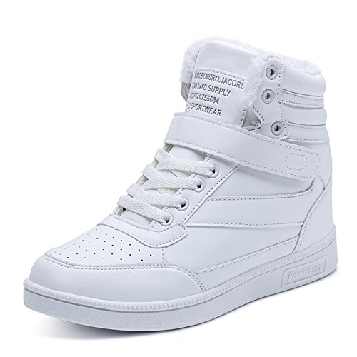 BAINASIQI Damen Sneakers High Top Sportschuhe Wedges Keilabsatz Schuhe Laufschuhe Atmungsaktive Freizeitschuhe Turnschuhe (EU 38, Weiß-02) von BAINASIQI