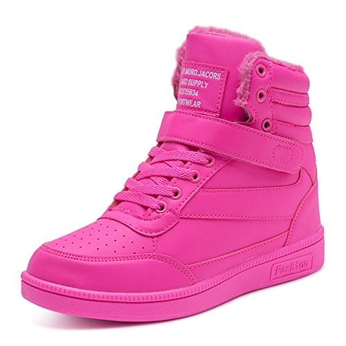 BAINASIQI Damen Sneakers High Top Sportschuhe Wedges Keilabsatz Schuhe Laufschuhe Atmungsaktive Freizeitschuhe Turnschuhe (EU 39, Rose Rot-02) von BAINASIQI