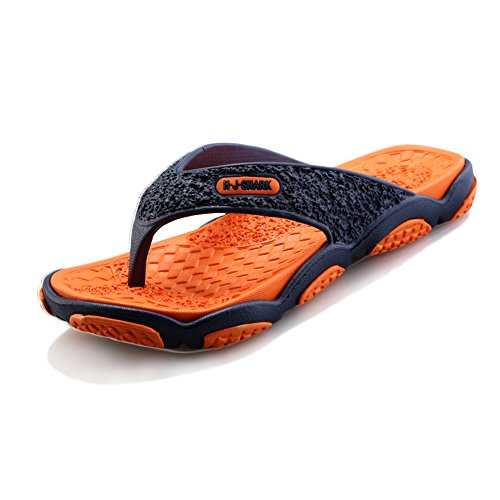 BAINASIQI Herren Zehentrenner Sommer Schuhe Outdoor Strand Latschen Freizeit Flip Flops Pantoletten Ultralight rutschfest Slipper Badeschuhe (EU 39, Blau-orange) von BAINASIQI