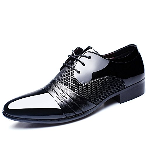 BAINASIQI Herrenschuhe Herren Schnürhalbschuhe Elegant Businessschuhe Lederschuhe Hochzeit Schuhe, Gr.- 42 EU/Etikettengröße- 260, Schwarz) von BAINASIQI