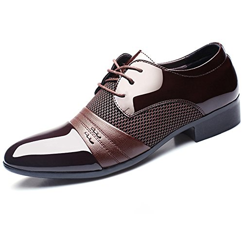 BAINASIQI Herrenschuhe Herren Schnürhalbschuhe Elegant Businessschuhe Lederschuhe Hochzeit Schuhe, Gr.- 46 EU/Etikettengröße- 280, Braun) von BAINASIQI