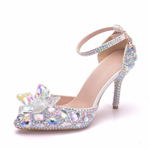 BAIRUNDA Damen High Heels, Strass Sandalen, Braut- Und Brautjungfern-Kleiderschuhe Bequeme Pumps Dünne Absätze Spitze Zehen Hochzeit Bankett Party, Foto, Geschenk Für Erwachsene, 40 EU, Color von BAIRUNDA