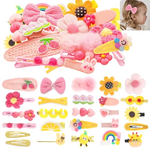 BAISEN 26 Stück süße Haarspangen, Haarspangen Mädchen Mehrfarbig Farbe Blumen, Regenbogen, Süßigkeiten, Tier Niedliche-Haarklammern-Set, Rutschfeste Baby Kinder Teenager Haarklammern von BAISEN