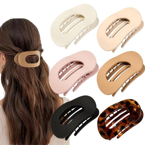 BAISEN 6 Stück Haarklammern für Damen - 10cm Groß Matte Flach Haarklammer, Starker Halt Haarstyling Haarschmuck für Frauen Mädchen Dünnes Dickes Haar Flache Haarspangen (Natürliche Farbe) von BAISEN