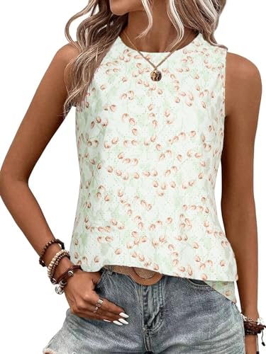 BAISHENGGT Damen Tank Tops Sommer Rundhals Ärmellos Ausgehöhlt Basic T Shirt Oberteile Tulpe Bedruckt S von BAISHENGGT