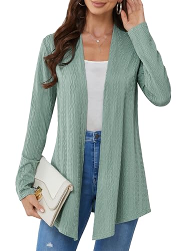 BAISHENGGT Wogende Weizen im Wind Damen Strickjacke Elegante Kable Drapieren Lange Ärmel Offene Vorne Lockere Cardigan Strickpullover Grün L BAISHENGGT Wogende Weizen im Wind Damen Strickjacke Elegante Kable Drapieren Lange Ärmel Offene Vorne Lockere Cardigan Strickpullover Grün L von BAISHENGGT