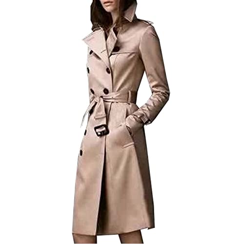 BAIXIAOCHI Damen FrüHlings- Und Herbstmantel Mantel Zweireihiger Schmaler Langer Trenchcoat Damen von BAIXIAOCHI