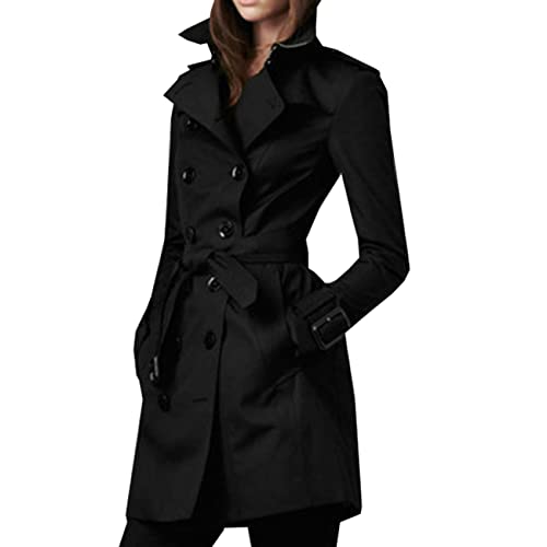 BAIXIAOCHI Damen FrüHlings- Und Herbstmantel Mantel Zweireihiger Schmaler Langer Trenchcoat Damen von BAIXIAOCHI