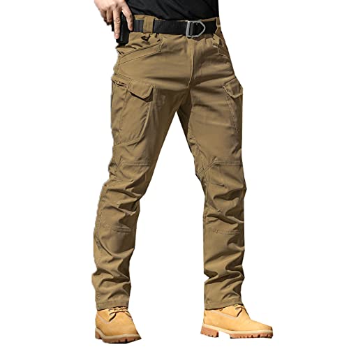 BAIXIAOCHI Herrenhosen Multi Pocket Elastische Taillenhose Herren LäSsige Cargohose Herrenbekleidung Slim Fit Jogginghose von BAIXIAOCHI